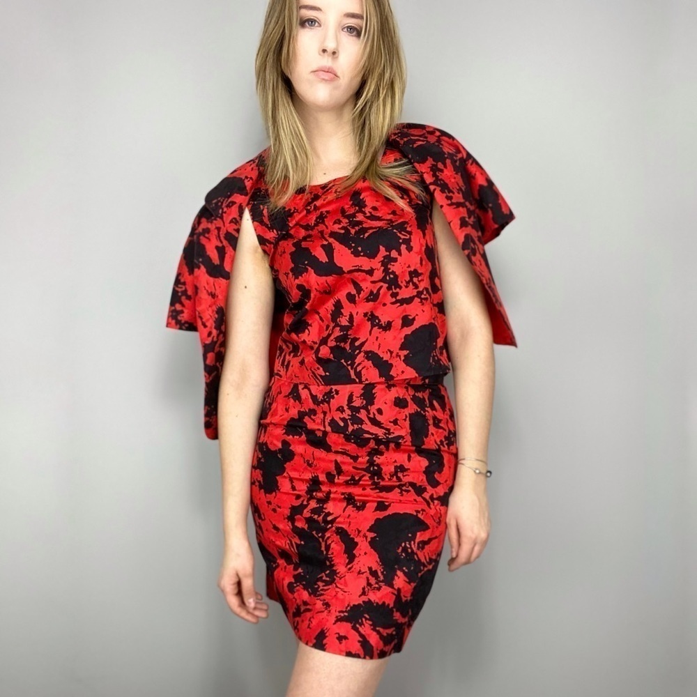 90s 2 piece skirt & tank top set red black pencil skirt matching boxy tank top - Picture 4 of 12